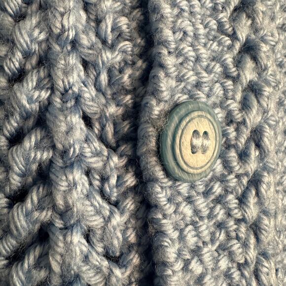 Vintage Hand Knit Baby Blue Baby Cardigan Sweater | Size 12 months approx - Picture 3 of 5